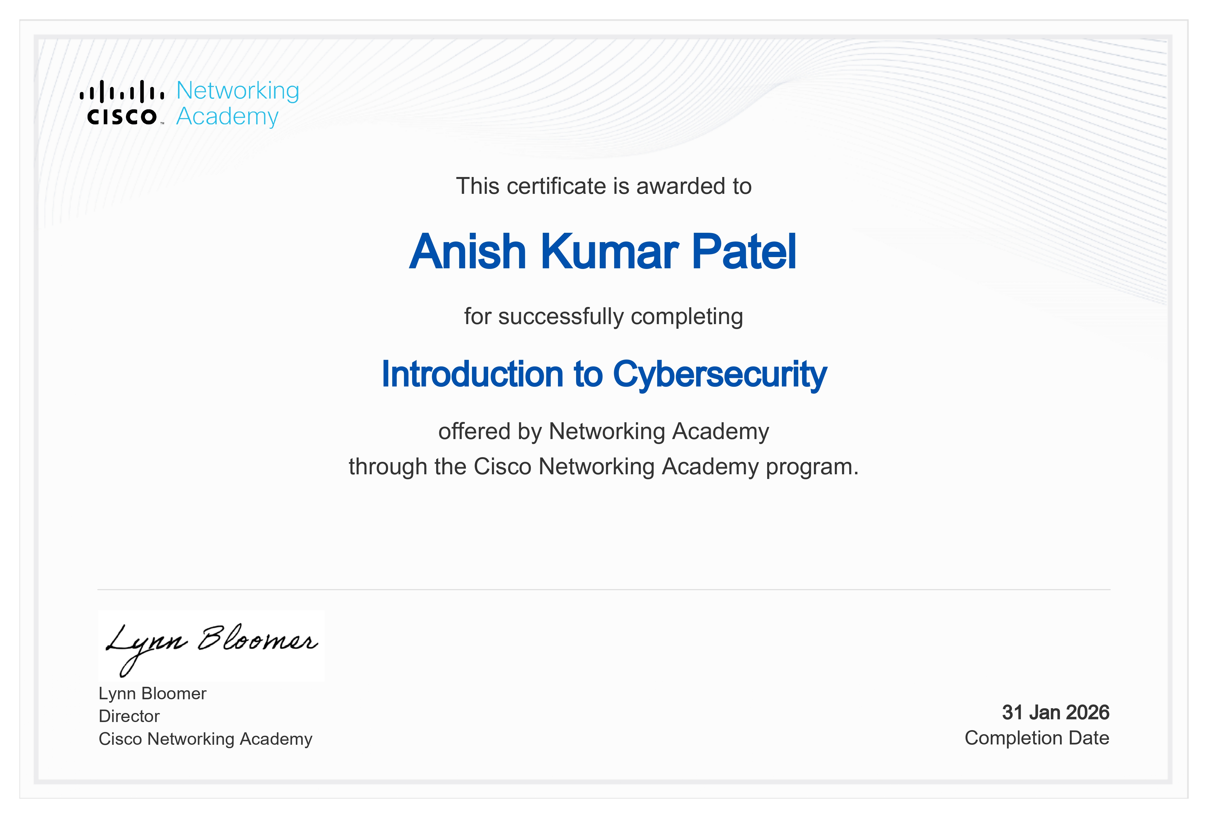 Introduction to Cybersecurity – Cisco